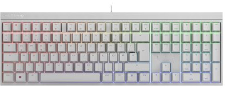 CHERRY MX 2.0S, Mechanische Gaming-Tastatur mit RGB-Beleuchtung, Deutsches Layout (QWERTZ), Kabelgebunden, Designed in Germany, MX BLUE Switches, Weiß