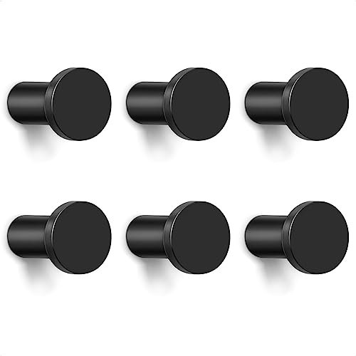 GUWINA Garderobenhaken Schwarz, 6 Garderobenhaken Kinder Einzeln Modern,Kleiderhaken Wand Garderobe, Wandhaken Schwerlast zum Schrauben für Garderobe, Küche, Badezimmer, Kinderzimmer
