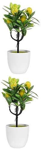 Garneck 4stücke Künstliche Zitronenbaum Dekorationen Kunstpflanzen Bonsai Im Topf Für Büro Und Garten Pflegeleichte Kunstpflanzen Für Innen Und Außendekoration