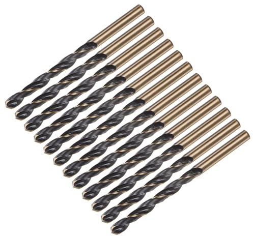 sourcing map 12pcs Jobber Drill Bits 6mm Black Nitride & Gold Titanium Coated 4341 High Speed Steel (HSS) 135 Degree Split Point Twist Drill Bits for Stainless Steel Metal Plastic Wood