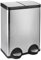 Dihl 60L Stainless Steel Pedal Bin with Dual 30L Removable Buckets and Soft-Close Lids, Silver, Double Twin Recycle Bin, 60 Litre Capacity