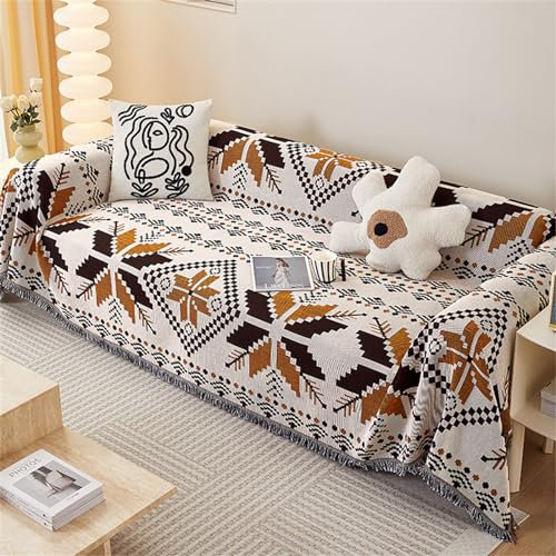 FANSU Sofabezug L Form 1 2 3 4 Sitzer, Exotisch Sofaüberwurf Decke Ecksofa Universelle rutschfeste Couch Bezug Sofaschoner Sofa Decken Couch Überwürf Einteiliger Sofabezug (180x260cm,Braun)