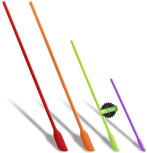 Anaeat Mini-Silikonspatel – Set mit 4 multifunktionalen kleinen Küchenschabern und winzigen Make-up-Schönheitsspateln, wiederverwendbar für Marmeladengläser, schmale Dosen, dünne Flaschen (Mehrfarbig)