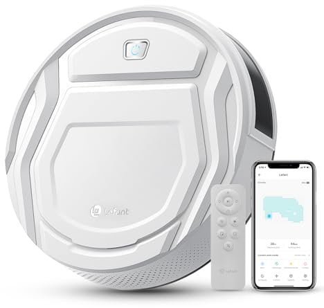LEFANT Saugroboter mit Fernbedienung, 2200Pa Staubsauger Roboter, 120Mins Max, WLAN Roboterstaubsauger, Selbstaufladend, App&Alexa, für Tierhaare, Teppich, Hartboden M210P Weiß