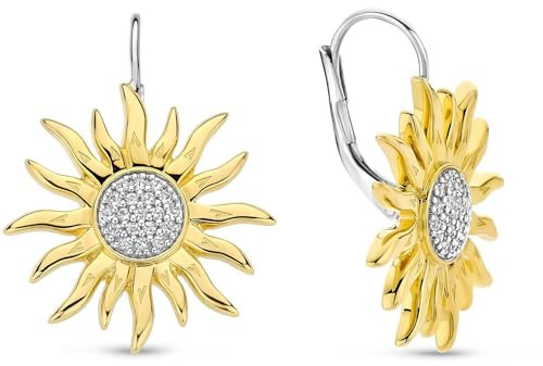 Ohrringe der Marke Ti Sento Milano Gold Sterling Silber Ohrringe mit weißem Zirkonia und Gelbgold vergoldet Schmuck Zirkonia Das Gewicht ist 0,00821 Die Referenz ist 7972ZY, Sterling Silber Gelbgold