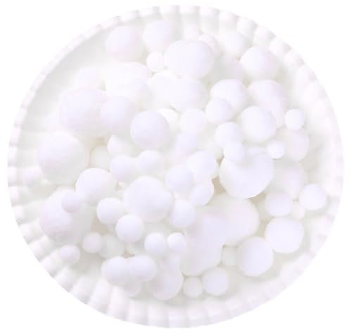 500 Stück Pompons zum Basteln, Weiß Pompoms, 10/15/20/25/30 mm Pompom Bälle für DIY Kreative Handwerk Dekoration (Weiß-5 Größen, 1-3 cm)