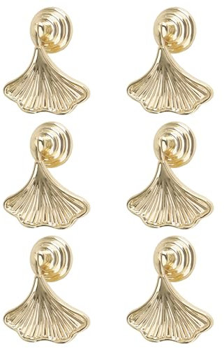 MOROBOR Ginkgo Leaf Shape Knobs, 6pcs Decorative Knobs for Cabinets Golden Drawer Knobs Golden Drop Pendant Pull Handle Single Hole Knobs for Dresser Wardrobe Cupboard