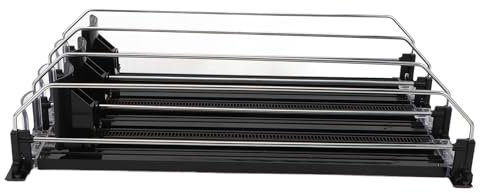 Automatic Pusher Glide Shelf Labor Saving Stabilizing Damper Adjustable Divider for Supermarket Refrigerator, ABS Material, Fits Most Cans and Bottles (Black)