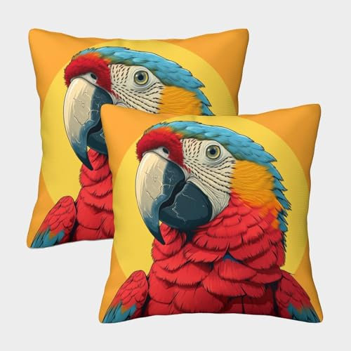 WENNUAN Dekokissenbezug 2er-Pack 40x40cm Kissenbezug Papagei Sofakissenbezug Schönes Dekokissen Tier Kissen Quadratisch Sofakissen Outdoorkissen Dekokissen