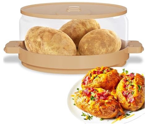 Syfunlv potato cooker microwave,Microwave gadgets,Enjoy a Perfectly Baked Microwave,BPA-free, 22 * 22 * 10cm,plastic steamer microwave,Easy to Clean,also as a vegetable fruit filter basket.