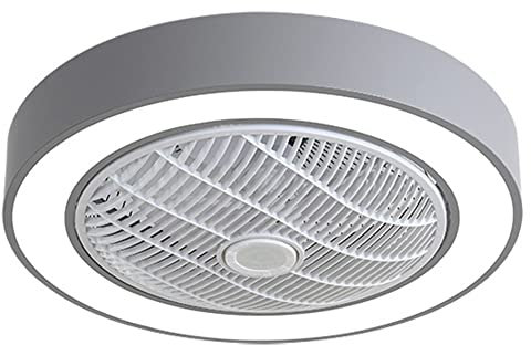 Modern Enclosed Ceiling Fan with Dimmable LED Light and Remote Control Low Profile Flush Mount for Bedroom and Children's Room