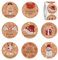 Aufkleber Weihnachten Rund SRLWMYI 500 Stück Kraftpapier Weihnachtsaufkleber Selbstklebend 3.8cm im 8 Stil mit Frohe Weihnachten Motiven, für Dekoration Umschlag Geschenkverpackungen Party usw