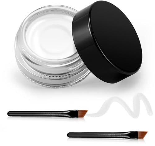 Erinde White Gel Eyeliner, Wasserdichtes, Langanhaltendes 04# Weiß | Creme-Eyeliner-Gel, Hochintensive Pigmente, Wischfestes und Wasserfester Eye Make-up, mit 2 Pinseln