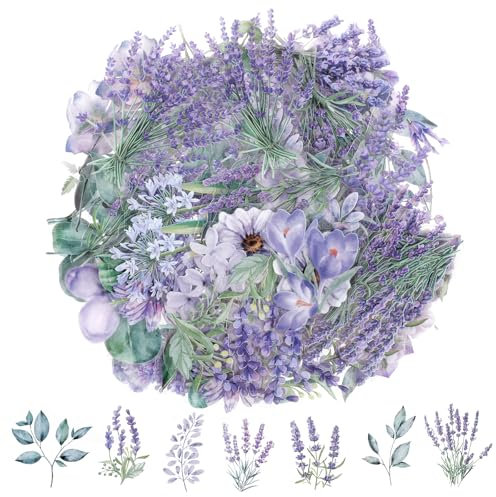 200 Stück Scrapbooking Aufkleber Blumen Pet Sticker Pflanzen Aesthetic Für Fotoalbum Transparente Wasserfeste Aufkleber Selbstklebende Aufkleber Scrapbook Zubehör Für Diy Tagebücher(A-Stil)