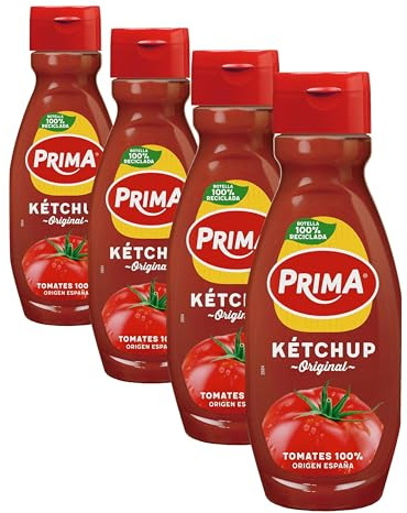 Prima Ketchup sabor original elaborado con tomates españoles. 540 g (Paquete de 4)