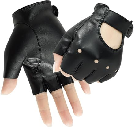 LEIBOCHAO Fingerlose Handschuhe Herren Leder, Leder Handschuhe Herr für Damen und Herren, Ungefütterter Soft Touch Halbfingerhandschuh, für Auto, Fahrrad, Motorrad
