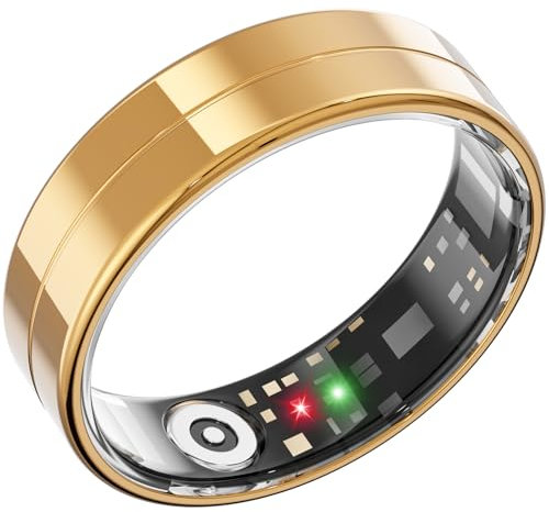 Mingtawn 2025 Neuer ultradünner Smart-Ring, überwacht 24/7 Herzfrequenz, SpO2, Schlaf, Körpertemperatur usw. Ringe für Männer und Frauen, Keine Abonnementkosten, Android iOS (Gold Größe 12)