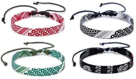 MOLKASIA 4-teiliges arabisches gewebtes Armband-Set, vielseitig einsetzbar, arabisch inspiriertes gewebtes Armband-Set für Verabredungen und Freizeitkleidung, wie beschrieben, Polyester, kein