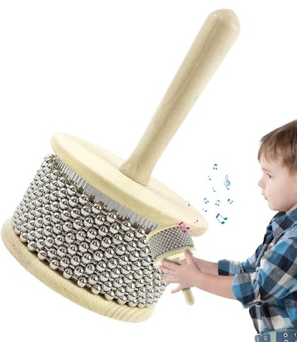 Perkussion aus Holz, Perkussionsinstrument, Handrührgerät für Instrumente | Handrührgerät mit Edelstahlperlen, Rührinstrument mit Holzgriff,