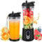 SOLVIEW Tragbarer Mixer Smoothie Maker to go, 500ml Smoothie Mixer mit 4 Rostfreien Klingen Zerkleinert Eis & Obst, USB Wiederaufladbarem Mini Standmixer mit Stroh, Reise-Deckel und Bürste, Schwarz