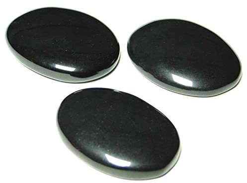 INDIA MADE Set mit 3 natürlichen schwarzen Turmalin-Kristall-Cabochons zum Schutz vor negativer Energie und bösen Blicken, es-B0B5LQV7PV