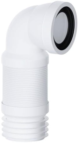Hulthor Toilet Pan Connector – Universal WC Waste Pipe Fitting for Straight, Bent, Rigid Types & Flexible Pan Connectors (90 Degree Flexible Pan Connector)