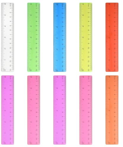 10 StüCk Lineal 15cm Grundschule Klein Lineal Set Kleines Grundschule 1. Klasse, Kunststoff, Vielfarbig ZufäLlig (Klar, Rosa, Lila, GrüN, Blau, Orange, Rot)