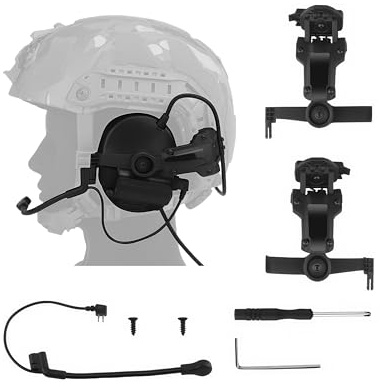 ACEXIER Taktisches Helm-Headset – Kommunikationskopfhörer mit Geräuschunterdrückung, umkehrbares Mikrofon, faltbares Design, NRR21dB-Gehörschutz für Outdoor-Aktivitäten