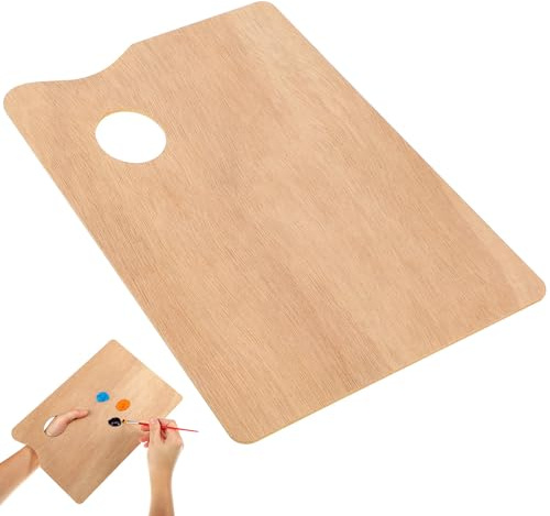 Holzmalpalette mit Daumenloch, 20x30cm, für Öl und Acrylfarben | Viertelholz, Rechteckig, Vintage Stil, Glatt Beschichtet, für Zeichnen und Künstlerbedarf