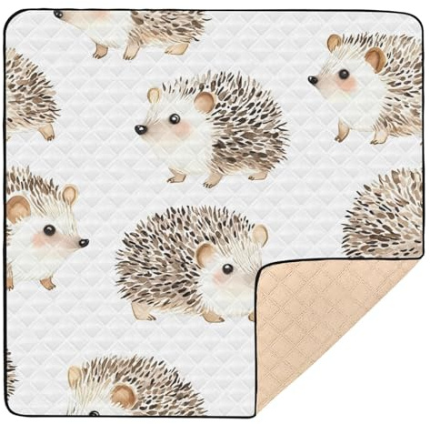 Igel-Wiederholungsmatte mit niedlichem Design, groß, rutschfest, für den Boden, leicht, gepolstert, für Babys, Kleinkinder, 127 x 127 cm