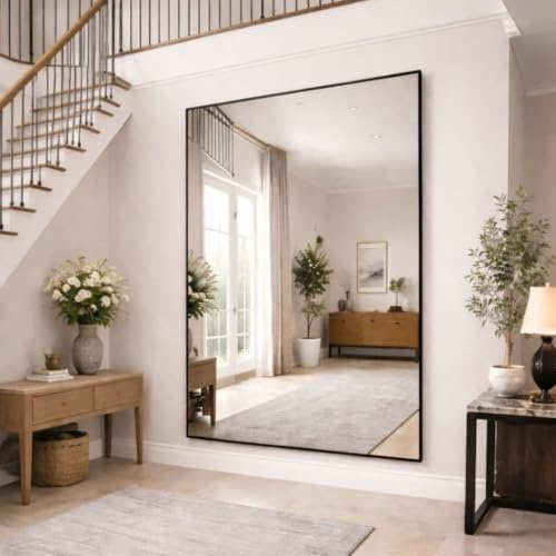 Jobu Oversized Full Length Rectangular Mirror 200x150cm, Black Metal Frame