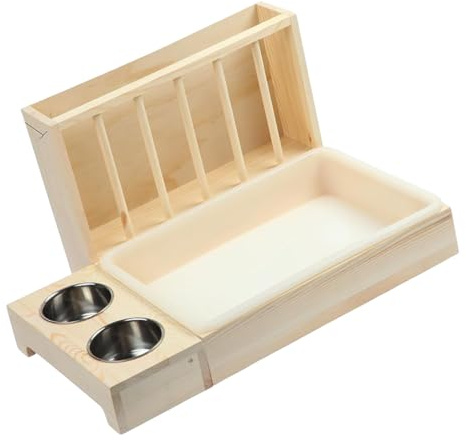 Geavonyg Comederos De Animales Pequeños Marco Madera Estable Jaula Alimentación Animales Compacta para Mascotas Recinto Educativo para Mascotas Fácil Limpieza