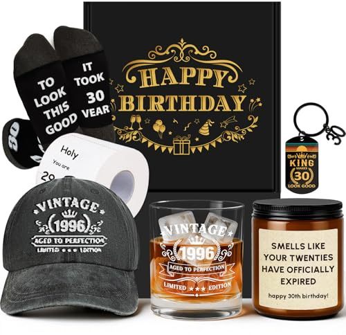 30th Birthday Gifts for Men - Funny 1996 Men’s Birthday Presents for Him, 30 Year Old Personalized Gifts Ideas for Giving Brother Husband Boyfriend Coworker
