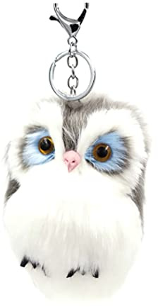 Porte-clés Hibou en Peluche, Fausse Fourrure, Porte-clés Animal Mignon, Pendentif de Sac à Main