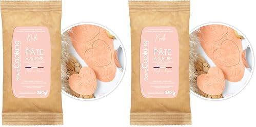 ScrapCooking - Pâte à Sucre Rose Pastel « Nude » 250 g - Colorant d’Origine Naturelle - Sans Gluten, Sans Huile de Palme - Pour Gâteaux, Pâtisseries - Fabriquée en France - 7622 (Lot de 2)
