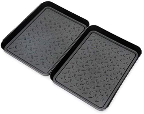 Zerodis Boot Trays for Indoor and Outdoor Use, Multi Purpose Shoe and Pet Drying Mat, Set of 3 (Black 3-piece set)