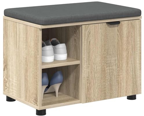 vidaXL Flurbank mit Kissen mit Regal Sonoma-Eiche 60 x 38 x 46 cm