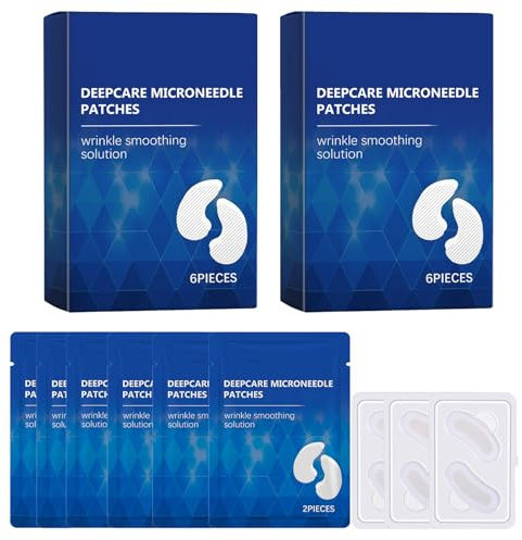 Microneedling Eye Patches 6 Paar, Hyaluron Microneedling Augenpads gegen Tränensäcke & Augenringe, Micro Needling Patches zur Reduzierung von Falten, Stirnfalten & Zornesfalten, Hyaluronsäure Pflaster