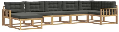 vidaXL Outdoor-Sofagarnitur mit Kissen 7 pcs Weiß und Anthrazit, Moderner Garten-Sofa, Flexible Sitzgelegenheit, wetterfestes Set für Entspannung im Hinterhof