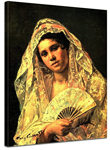 Bilderdepot24 Bild auf Leinwand | Mary Cassatt - Spanische Tänzerin tragend eine Spitzemantille in 40x50 cm als Wandbild | Wand-deko Dekoration Wohnung alte Meister | NEU-180211-40x50-stt