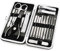 Manicure Pedicure Set Nail Clippers Kit 18 Pcs Stainless Steel Hygiene Kit Portable Nail Trimming set and Grooming Tools with Fine Leather Case [Gift Box] (18 PCS - Black)