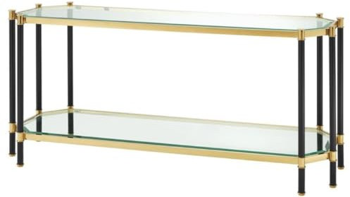 Casa Padrino Wohnzimmer Konsolentisch Gold/Schwarz 169 x 53,5 x H. 75,5 cm - Luxus Konsole