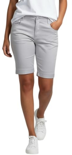 iceoolfashion Women's Stretch Chino Shorts - Silver Grey 10-20 (16)