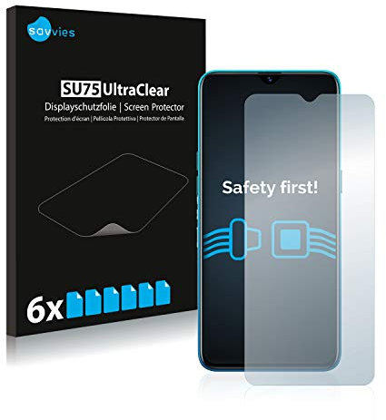 savvies Protector Pantalla para realme 5 Pro (6 Unidades) Película Ultra Transparente