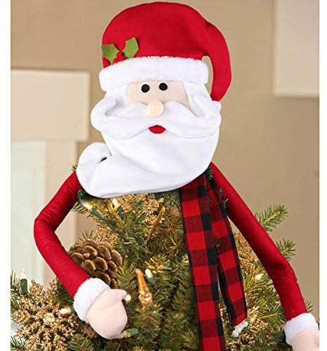 semen Weihnachtsbaumspitze Hugger Baumdeckel Baumwipfel Filz Weihnachtsmann Elk Weihnachten Baumspitze Topper Schal und beweglichen Armen Party Dekoration