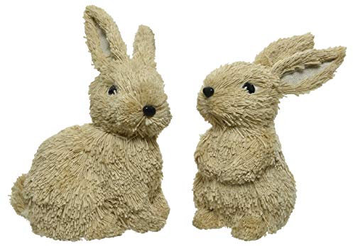 Kaemingk frühlingshafter putziger Deko-Hase Osterhase hockend und liegend aus weicher Jutekordel als 2-er Set