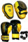 EVO Fitness Matte Pratzen Boxen Pads Und Boxhandschuhe Zielfokus Pads Handschuhe Und Boxhandschuhe Training Sparring MMA Kampfsport Muay Thai Kickboxen Karate (Golden, Deal with 14 OZ Gloves)