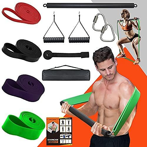DASKING Tragbares Widerstandsstangen-Set für Zuhause, mit 4 Widerstandsstufen, 136 kg, für schwere Belastung, Ganzkörper-Workout-Ausrüstung, Gewichtheben, Workout-Guide
