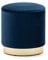 HNNHOME 37cm Round Velvet Ottoman Storage Box with Lid, Pouffe Seat Chair, Living Room Footstool, Bedroom Dressing Stool with Gold Plating Base (Dark Blue)