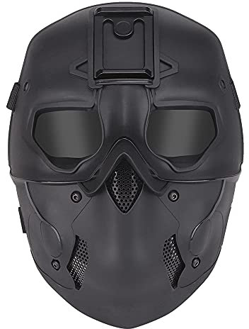 JOYASUS Taktische Maske Airsoft Paintball Gray Lens Skull Full Face Maske für Halloween Jagd CS Wargame